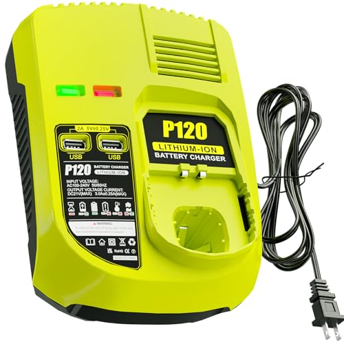 ?with 2 USB Port? Charger Replacement for Ryobi 18V Charger P117 Compatible with Ryobi 12V-18V One+ Lithium NiCad NiMh Battery P102 P108 P189 P197 P103 P105 P107 P190 P191 PBP002 PBP005