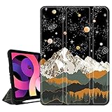 Hepix iPad Air 5th Generation Case iPad Air Case 4th Generation Mountain Space iPad Air 4/5 Case with Pencil Holder 2022 2020 Nature Night Landscape Star iPad Air 10.9 Case Cover Auto Sleep Wake