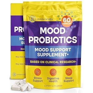 InnovixLabs Mood Probiotic for Women & Men, Clinically Studied Digestive & Mood Support Supplement, Lactobacillus helveticus Rosell-52ND & Bifidobacterium longum Rosell-175, 60 Capsules