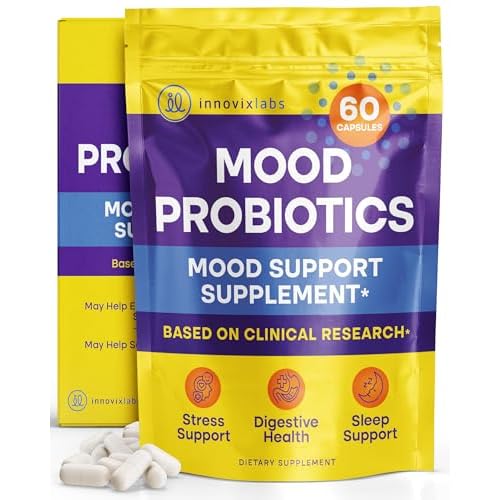 InnovixLabs Mood Probiotic for Women & Men, Clinically Studied Digestive & Mood Support Supplement, Lactobacillus helveticus Rosell-52ND & Bifidobacterium longum Rosell-175, 60 Capsules
