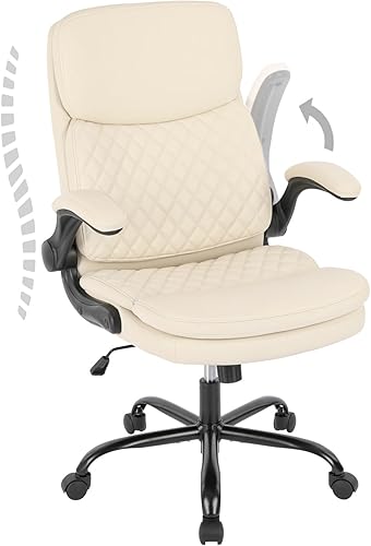 Miniatura 1 de COLAMY Office Chair High Back Executive Computer Chair-Ergonomic Home Office Chair with Padded Flip-up Arms, Adjustable Height and Tilt Lock, Swivel