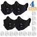 AxPower 4 Pack Dust Mask Anti Pollution PM2.5 Face Masks Washable Reusable Dustproof Respirator Safety Mask with 12 Activated Carbon N99 Filters Made for Men Women Outdoor Activities (4 Packs, Black)