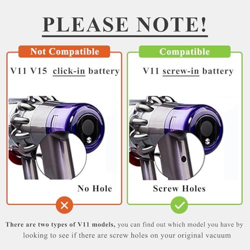 5.8Ah V11 SV14 Battery Replacement for V11 Screw-in Battery【Not for Click-in Type】 25.2V Compatible with V11 Animal Cordless Vacuum Screw in Type