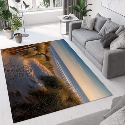 Tapis de sol orange 160x230 grand tapis salon anti-dérapant poil ras - 2