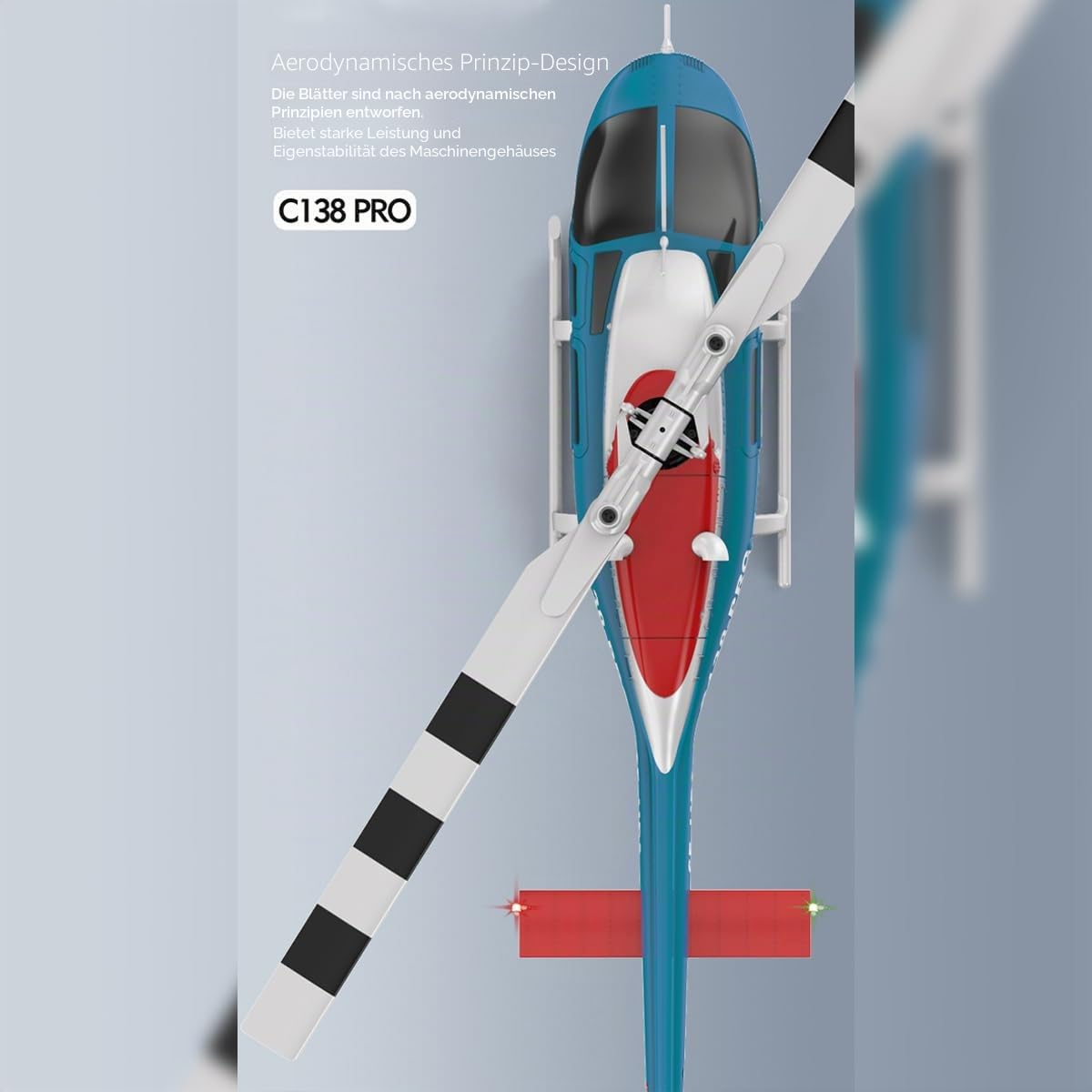 C138PRO 1/33 Modell RC-Hubschrauber - Bell 206 2,4G 6CH flybarless Einzelrotor-Fernsteuerungsmodell, Flugmodus mit Ein-Knopf-Umkehrfunktion, Ready-to-Fly (RTF) für Erwachsene und Fortgeschrittene