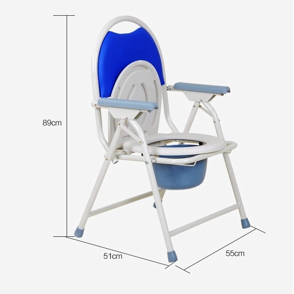 Folding Medical Stainless Steel Bedside Commode with Padded Seat and Arms, Portable Toilet for Adults Commode Chair