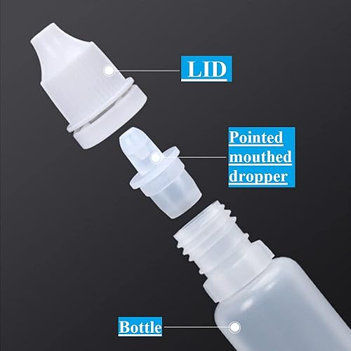 Miniatura 5 de Bettomshin Botella cuentagotas de plástico de 0.7 fl oz, botellas de gota de boca pequeña, botella gotera líquida exprimible vacía blanca translúcida