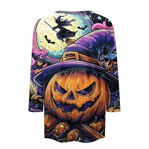 Cute Funny Halloween Shirts for Women Plus Size 3/4 Length Long Sleeve Womens Tops Witch Gothic Renaissance Shirt