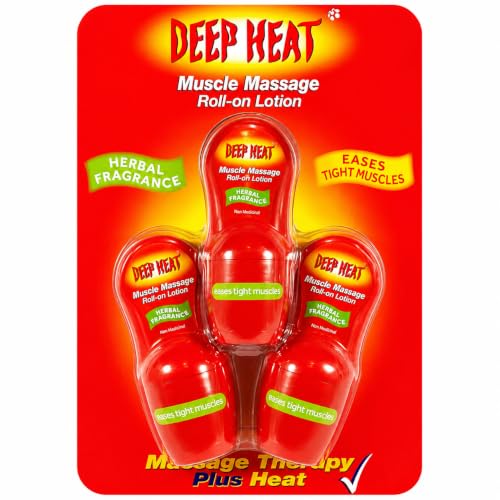 THREE PACKS of Deep Heat Muscle Massage Roll-On Lotion 50ml