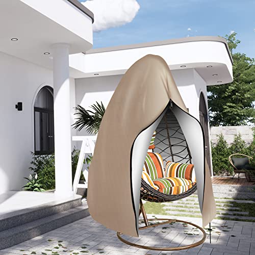 Neween Patio Egg Chair Covers Durable Large Wicker Egg Swing Chair Covers, 75"x45" Windproof Sun Protection Outdoor Chair Cover with Storage Bag, Zipper, and Drawstring for Garden, Backyard, Khaki by Neween - Image 7