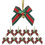 HONGP 10 Pack Christmas Bows for Tree Gift Wrap Decorations - Festive Ribbon Bow Ornaments for Xmas Tree, Christmas Party Gift Baskets Wreaths, Gifts & Holiday Home Decor