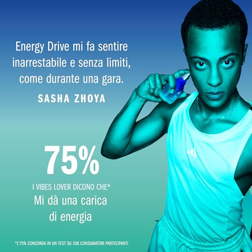 adidas Vibes Energy Drive Eau de Parfum, Per tutti, Energizzante e intrigante, Profumo a lunga durata, Cardamomo e Pepe Rosa 50 ml - Immagine 3