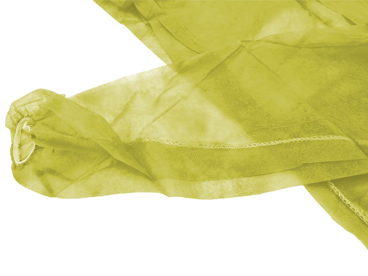 TIGA-MED Vlieskittel Gelb – 100 Stück Einweg Schutzkittel aus PP-Spinnvlies (24 g/m²), 110 x 140 cm, mit elastischen Armbündchen, Hygienekittel für Medizin, Pflege & Labor
