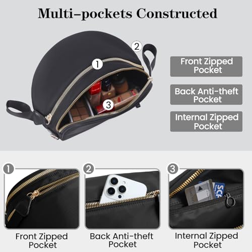 Nylon Crossbody Bags Bum Bag for Women Large Sling Bag Purse with Adjustable Strap（Black）3