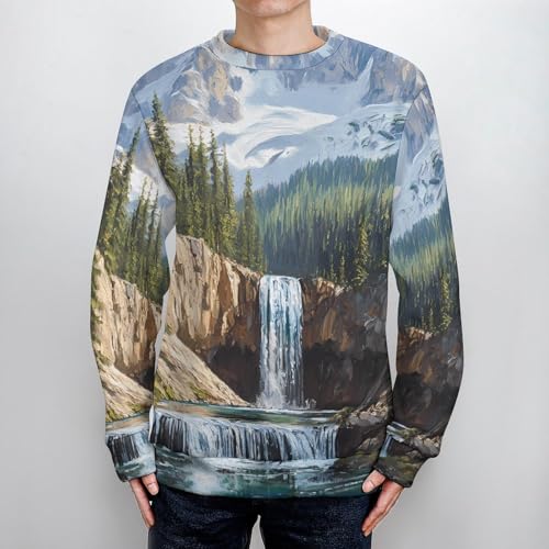 Snow Mountain Melt River Men's Crew Neck Sweater Knit Pullover Women Casual Long Sleeve Crewneck Loose Fit Top4