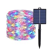 Solar String Lights Outdoor, 106 FT 300 LED Solar Christmas Fairy Lights Outside Waterproof 8 Modes, Xmas Tree Light for Patio Garden Party Backyard Wedding Holiday Decor, Multicolor