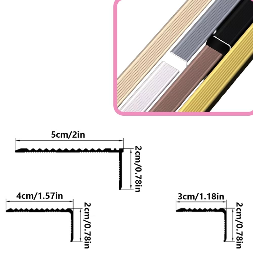 Aluminio Perfil De Protección para Borde De Escalón, Perfiles De Peldaños Forma De L, Esquina Para Cantos, Para Interiores Y Exteriores(Silver,5 * 2cm/2 * 0.78in)