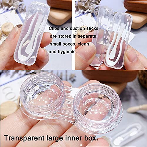 Caruncoo Caruncoo Wood Grain Contact Lens Case Compact Eye Contact Case For Travelling Portable Contact Box With Mirror Rectangle，Cute Colorful Especially Fresh Brown 4 Piece Set #TOP6