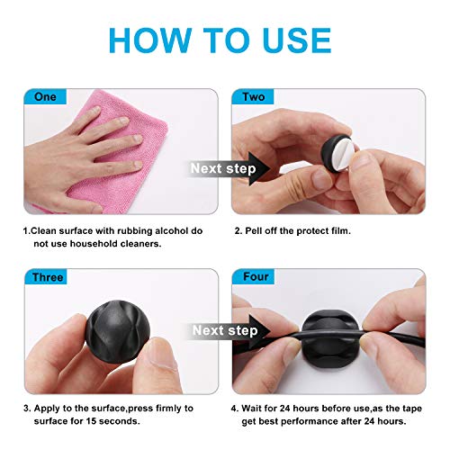 23 Cord Management Organizer Kit 3 Cable Sleeve with 10 Self Adhesive Black Cable Clip Holders and 10 Reusable Wire Fastening Cable Ties for TV Computer Office Home Wraps Wire Hider System with Zipper