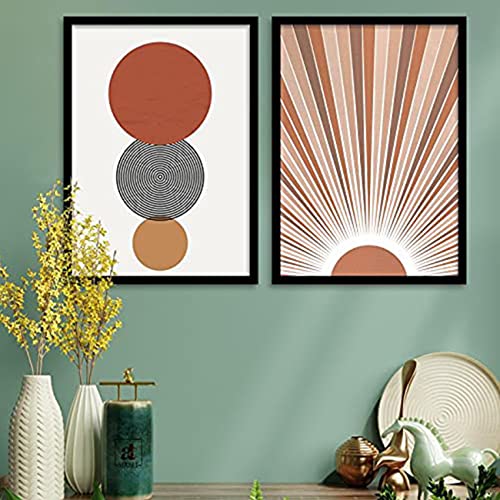 Painting Mantra Bohemian Sun Wall Decor, Mid-Century Minimalist W...