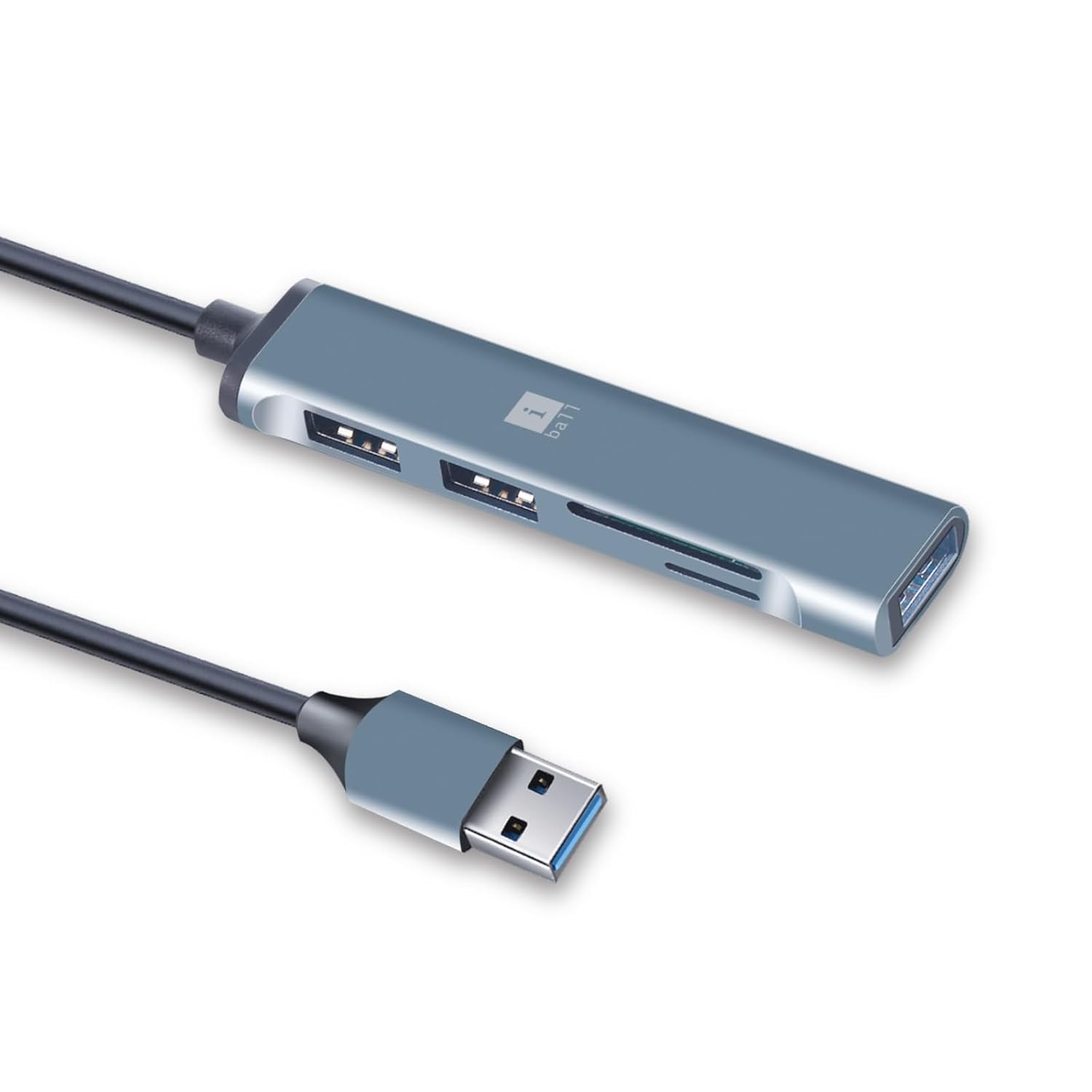 Bridge 500 USB Hub + Card Reader Multifunctional Adapter, 5-in-1, 3-Port USB Hub (1-Port USB 3.0 + USB 2.0 x 3-Ports) + 2-Slots SD + TF Card Reader, Aluminium Case, Plug-N-Play, Widely Compatible