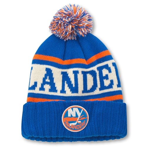 AMERICAN NEEDLE Officially Licensed NHL New York Islanders National Hockey League Team Pillow Line Knit Beanie Cap (23012A-NYI-RYOI)