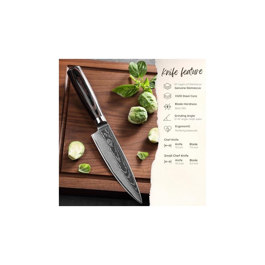 Wakoli-Kitchen-Knife-Set-2-Piece-Professional-Chef-Knives-Set-made-from-67-Layers-Genuine-Damascus-Steel-with-VG10-Core-Damascus-Knife-with-Pakkawood-Handle-in-Gift-Box-ESE Wakoli Kitchen Knife Set, 2 Piece Professional Chef Knives Set made from 67 Layers Genuine Damascus Steel with VG10 Core, Damascus Knife with Pakkawood Handle in Gift Box (ESE)