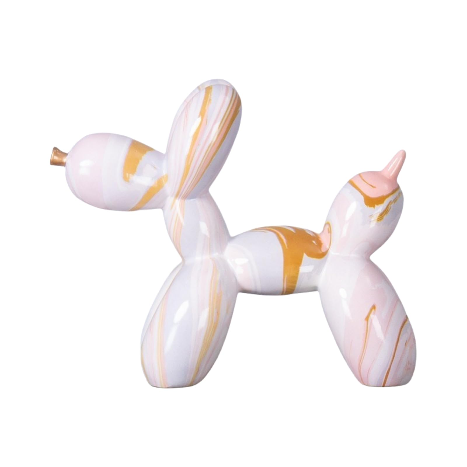 Yoyumi Cream Powder Graffiti Balloon Dog Sculpture Ornament, Artistic Resin Statue For Living Room, Bedroom And Office Decor, Anti-Slip Design, 8.5 * 22 * 18Cm-Cream Pink