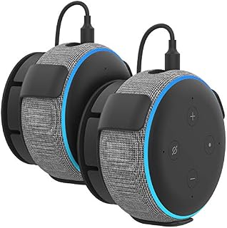 AHASTYLE Echo Dot 3rd Wall Mount Stand ABS Hanger HolderNeed to Drill[Built-in Cord Management] Compatible with Dot 3rd Generation (2 Pack, Black)
