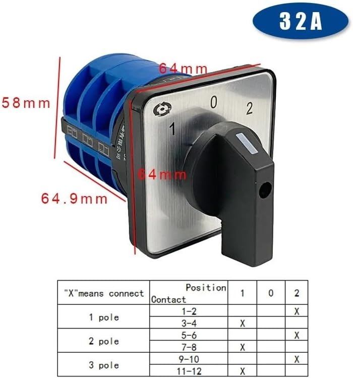 Rotary Cam Switch 3 Position 690V 32A 3 Poles Three Levels Manual Electrical Changeover Selector YMW26 LW28 LW26-32/3