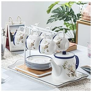 Tea Set Coffee Cup Set Tea Cup Set Tea Cup Set Japanese Style Tea Set Ceramic Coffee Cup Set Cups and Saucer Holder Tray Set Tea (Black) (Blue b) (Blue b)