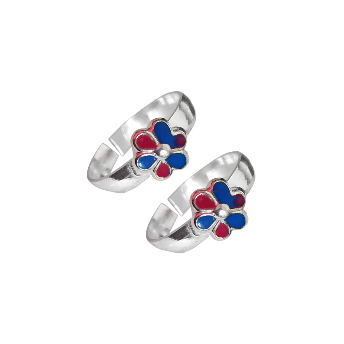 Metal Silver Plain flower Bichiya Toe Ring for Women, Pack of 2-image-32