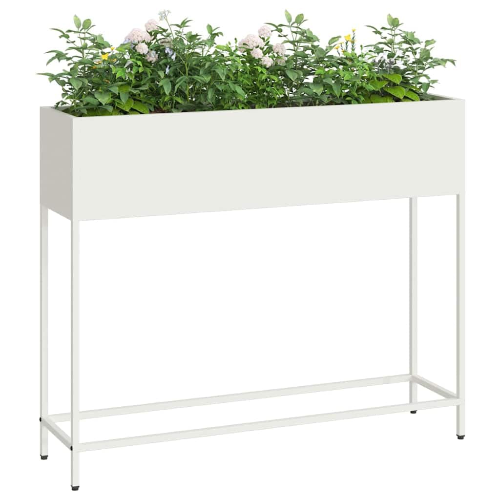 Podwyższona grządka ogrodowa, biała, 100 x 26 x 82 cm, stal, odporna na działanie promieni UV, warunków atmosferycznych, do ogrodu, na taras, balkon, na zewnątrz