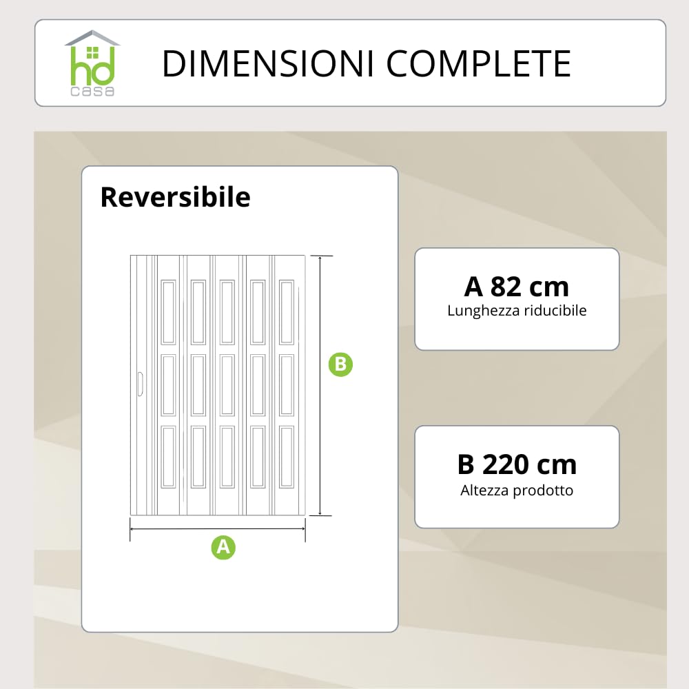 HD CASA Porte pliante standard Extra, PVC avec vitrage transparent, réversible et réglable en hauteur longueur, à monter soi-même, fabriquée Italie, ameublement, blanche 82 x 200 cm