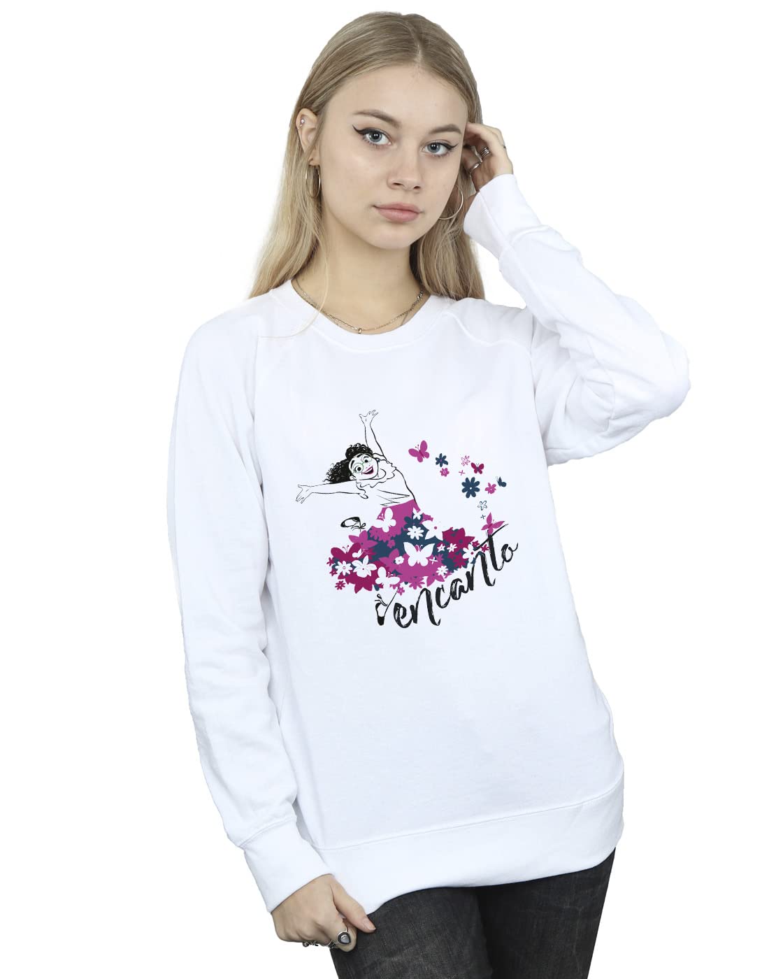 Disney Women's Encanto Mirabel Flower Sweatshirt White Medium
