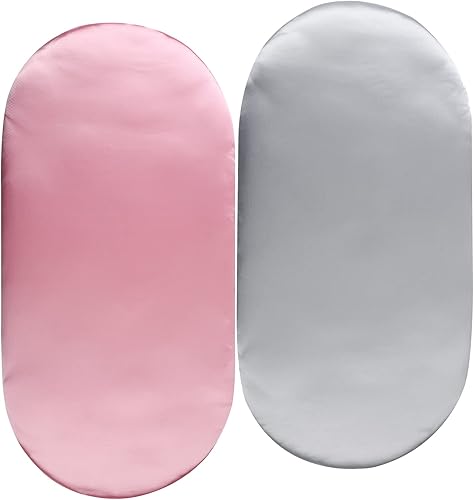 Juego de sábanas de satén para moisés, paquete de 2 unidades, seda ultra suave, ajuste para rectangular, reloj de arena, oval, colchón de moisés