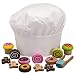 Dragon Drew Kids Wooden Baker Kit –14 Piece Kitchen Play Set with Chef's Hat, Cupcakes, Cake, Donuts and More - Nontoxic Paint, Child and Toddler Safe – for Ages 3+