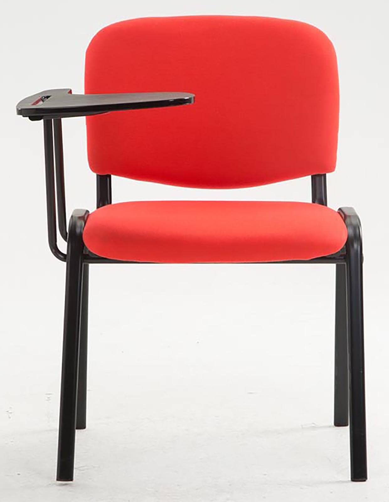 Lot de 4 Chaises Visiteur Ken Tissu Tablette Rabattable Salle de Conférence Rouge