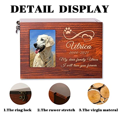 Buaodam Custom Pet Wood Urn With Name Date And Text,Personalised Wood Pet Urn/Ashes Casket With Photo Slot And Engraving,Custom Pet Urn Souvenir Wood Box For Dog Cat Rabbit And Bird (Engrave) #TOP1