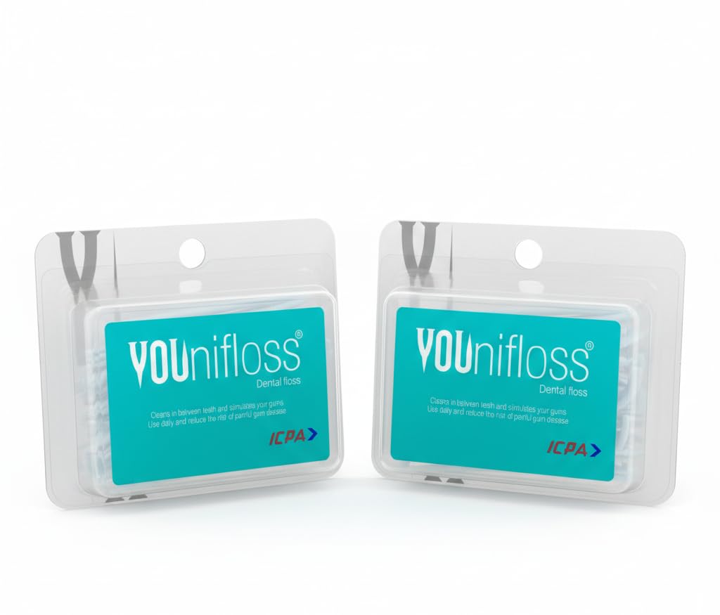 Younifloss | Dental Floss Picks & Tooth Cleaning toothpick Cleaners,Oral Hygiene Tool | Plaque & Food Remover | Pack of 2