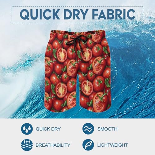 Hawaiian Shorts for Men - Realistic Tomatoes Print Quick Dry Mens Swim Trunks Bathing Suits with Mesh Lining3