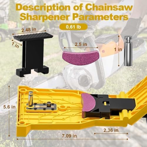 OMCCHK Chainsaw Sharpener, Chainsaw Teeth Sharpener with 4 Fast Sharpening Stones, Chain Saw Sharpener Tool, Universal Chain Saw Blade Sharpener, Chainsaw Sharpening Kit for 12"-22" Chain Saws Bar - 3