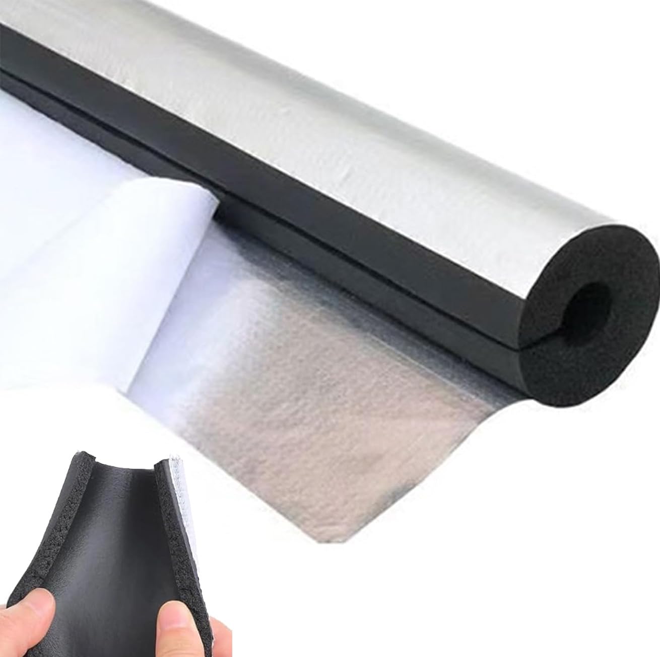Tubo de Espuma Fundas de Aislamiento Térmico para Tuberías Exteriores Coquilla Aislante de Papel de Aluminio Autoadhesivo Ignífugo Aislamiento de Tuberias (ID) 219mm x (T) 20mm x (L) 0.95m