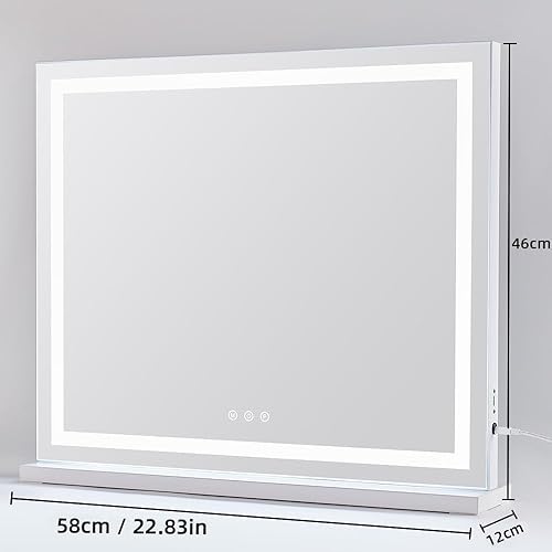 Miniatura 3 de HIEEY Espejo de maquillaje iluminado, espejo de Hollywood para tocador con luces, tres modos de iluminación de color, con espejo de aumento 5X,
