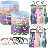 Motivational Silicone Wristbands Rubber Inspirational Quote Keychain Bracelets for Employee Teacher