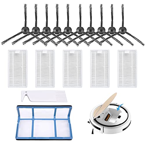 CJBIN Accessori di Ricambio perRobotic Aspirapolvere, Accessori Aspirapolvere per ILIFE V3 V3s V5 V5s V5Pro, 1 Filtri primari, 5 Filtro, 10 Spazzole Laterali, 1 Spazzola per la Pulizia