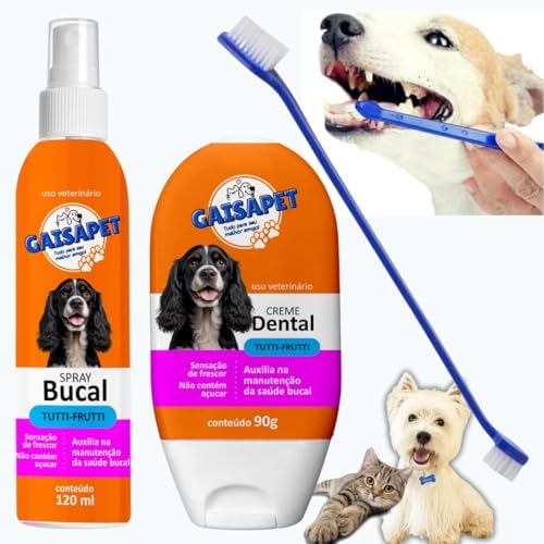 Kit Creme Dental Pet e Spray Bucal Pet Sabor Tutti Frutti Acompan...
