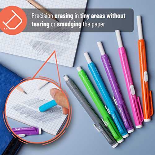 Mr. Pen Retractable Mechanical Eraser Pen, Pack Of 6, Assorted Color #TOP3