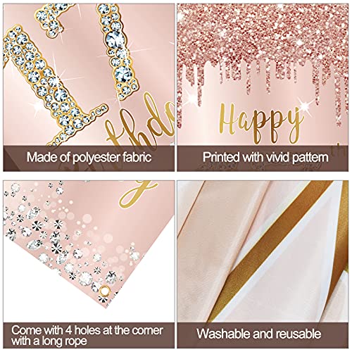 Image of Happy 17th Birthday Door Banner Decorations for Girls, Pink Rose Gold 17 Birthday Door Cover Backdrop Party Supplies, Large Seventeen Year Old Birthday Poster Sign Decor