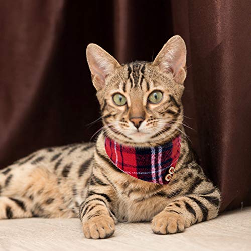 Image of EXPAWLORER Dog Collar and Leash Set - Classic Plaid Dog Bow Tie and Dog Bandana Collar with Bell, Dog Leash Tangle Free, Adjustable Collars for Small Medium Large Dogs Cats, Holiday Ideal Gift